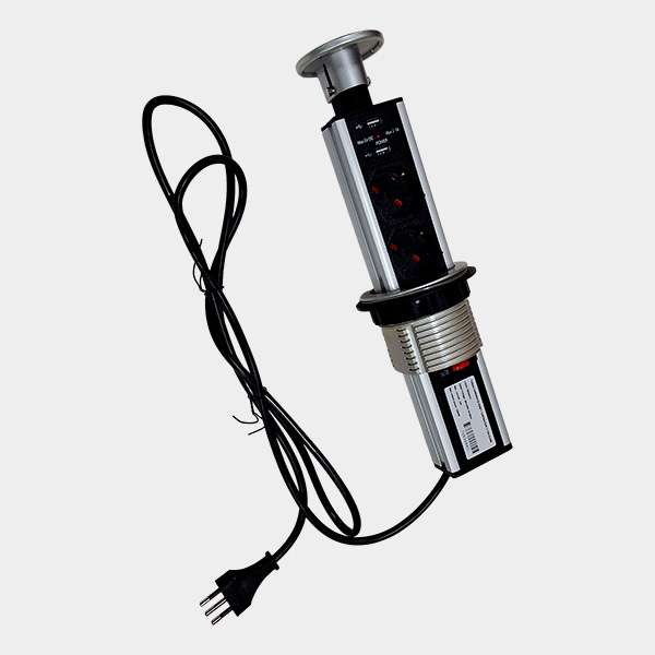 Tomacorriente Embutido para Escritorio  y Cargador 3 Módulos 16A 2 USB 2