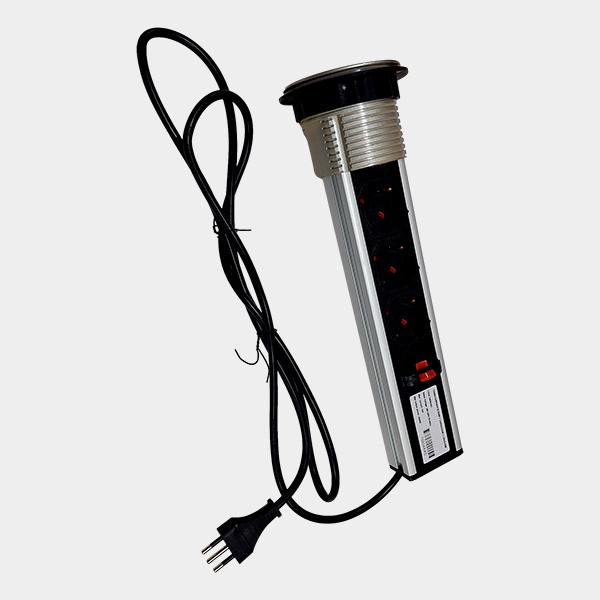 Tomacorriente Embutido para Escritorio  y Cargador 3 Módulos 16A 2 USB 1