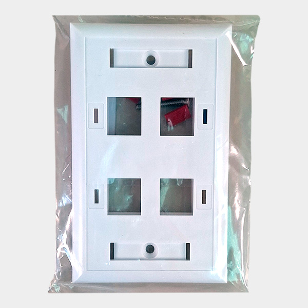 Faceplate plano 4 puertos Keystone vertical blanco 2