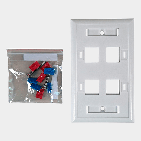 Faceplate plano 4 puertos Keystone vertical blanco