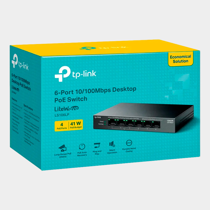 Switch TP-Link LS106P 6 Puertos 10/100 4 PoE+ 3