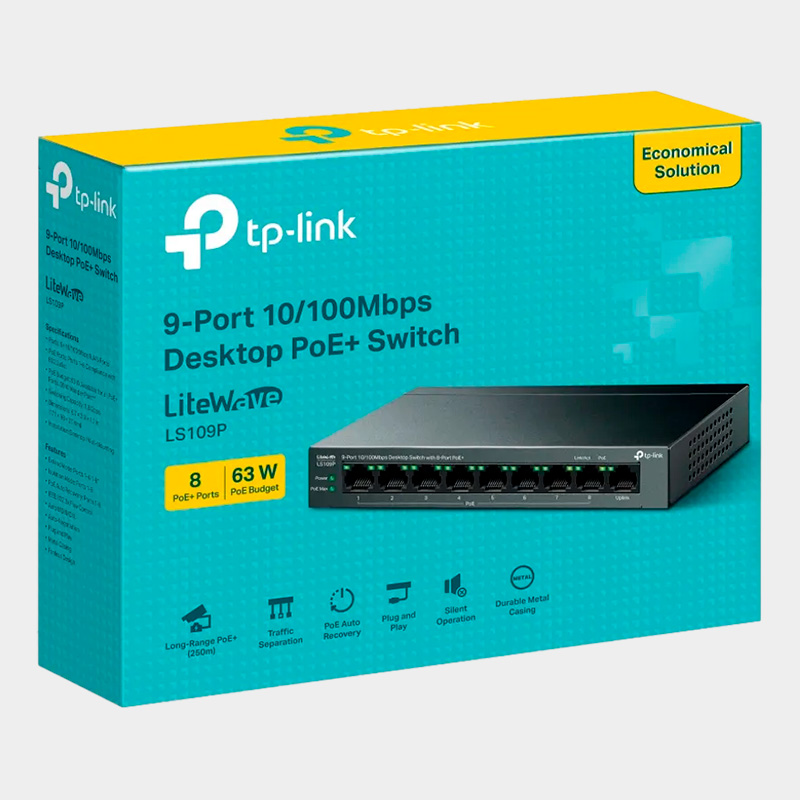 Switch TP-Link LS109P 9 Puertos 10/100 8 PoE+ 4
