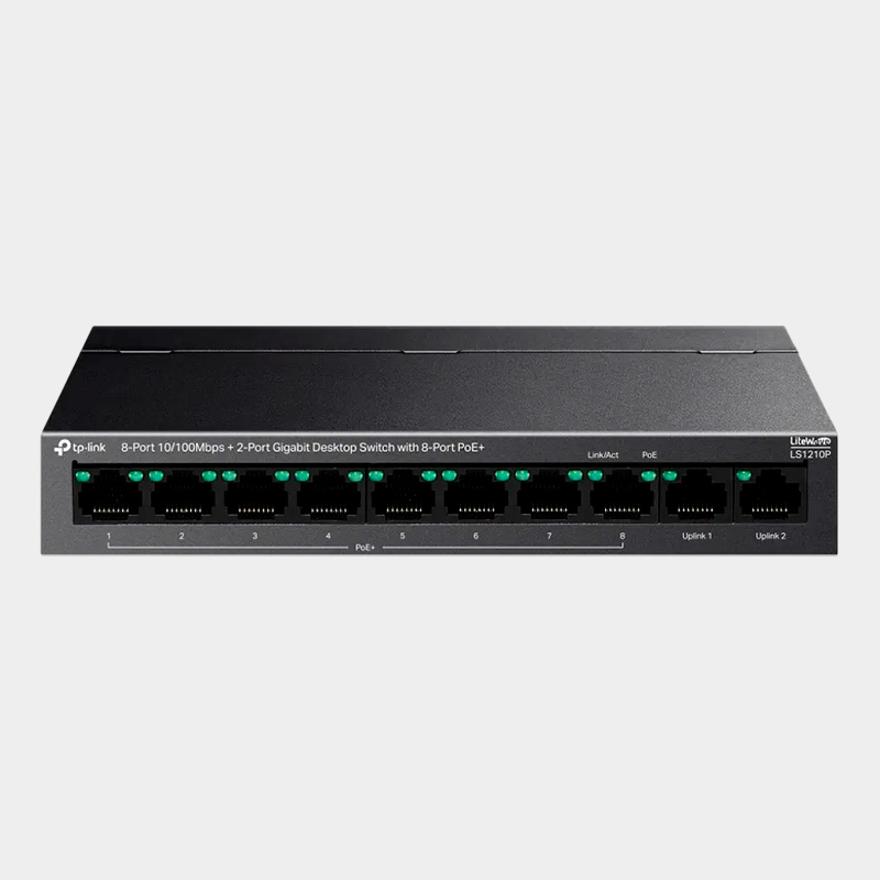 Switch TP-Link LS1210P 8 Puertos 10/100 PoE+ y 2 Puertos Gigabit 1