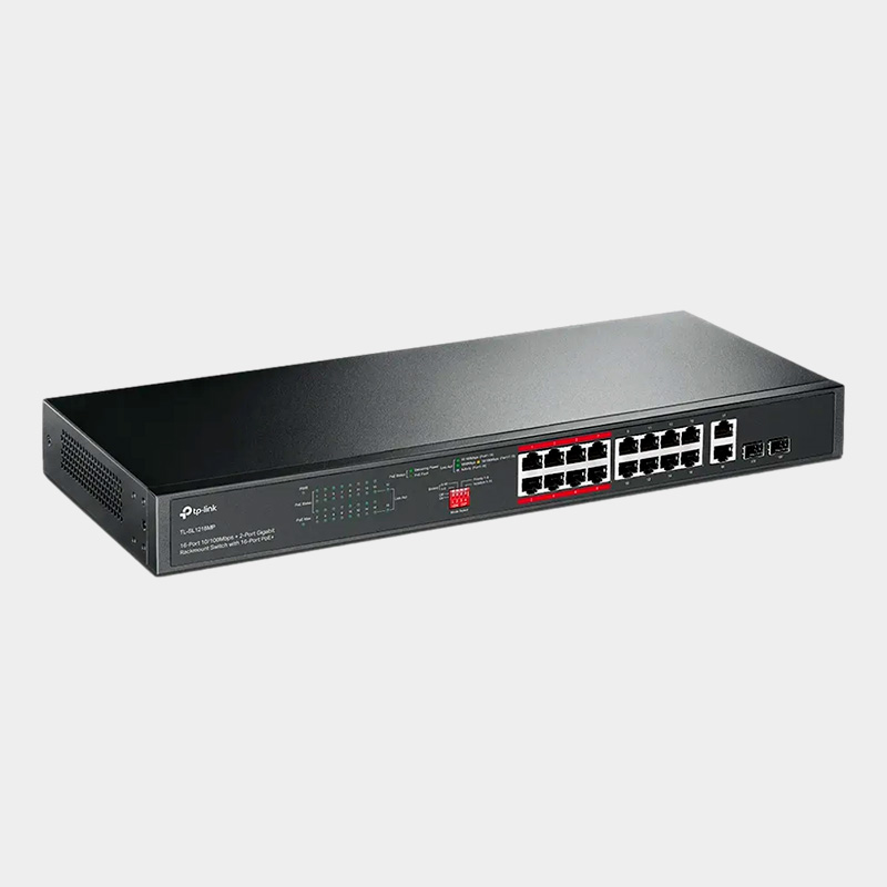 Switch TP-Link TL-SL1218MP 16 Puertos 10/100 PoE+ 2 Puertos Gigabit Montaje Rack 2