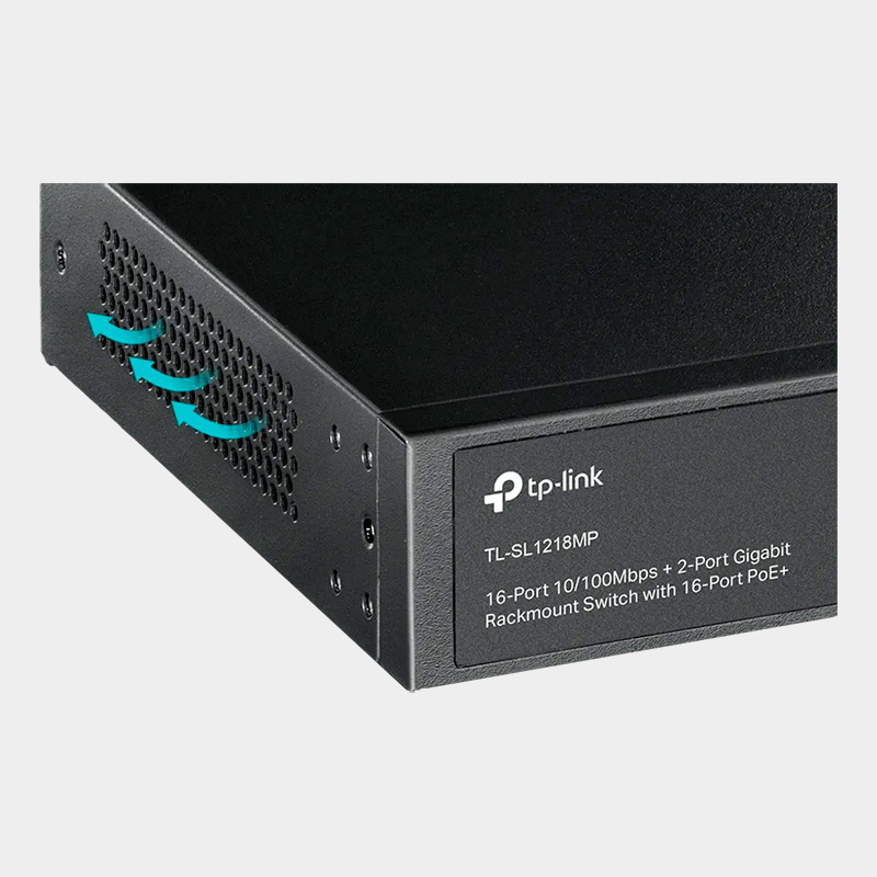 Switch TP-Link TL-SL1218MP 16 Puertos 10/100 PoE+ 2 Puertos Gigabit Montaje Rack 5