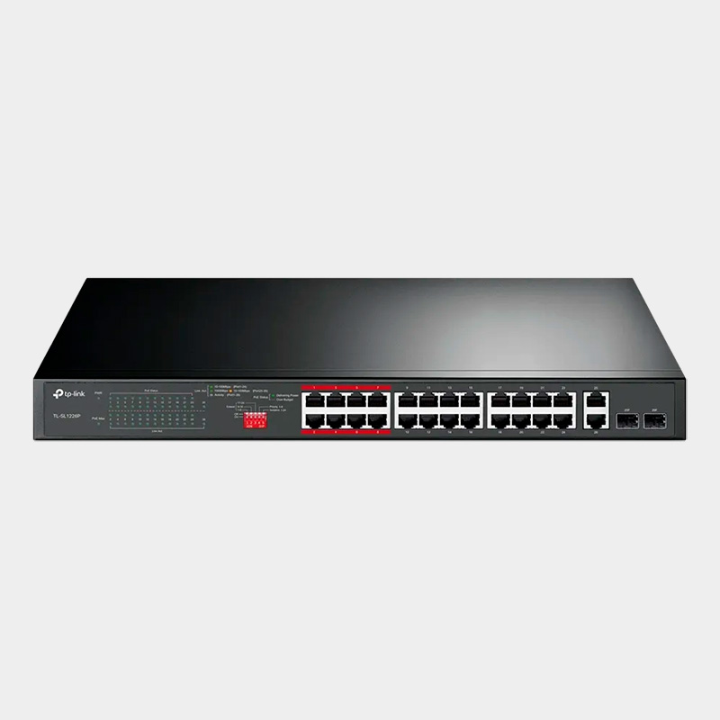 Switch TP-Link TL-SL1226P 24 Puertos 10/100 PoE+ y 2 Puertos Gigabit 1