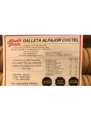 Galletas De Cóctel Alfajor Vegana Abuela  María 350 Grs 