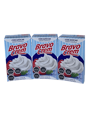 Pack 3 Cremas Chantilly Bravo Crem 1 Litro