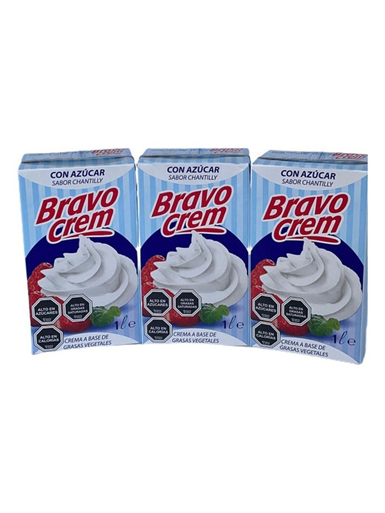 Pack 3 Cremas Chantilly Bravo Crem 1 Litro 1