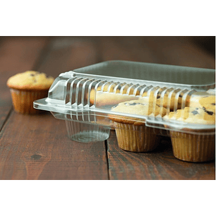 Envase Plástico Para 6 Cupcake O Muffin 10 Unid 25x19x8,8 Cm
