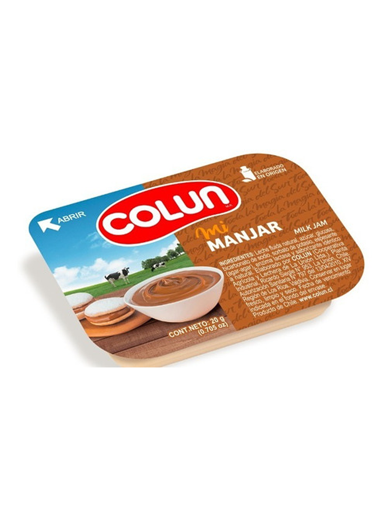 Manjar Colun Porción Individual Pack 20grs Caja x120 Unid 1
