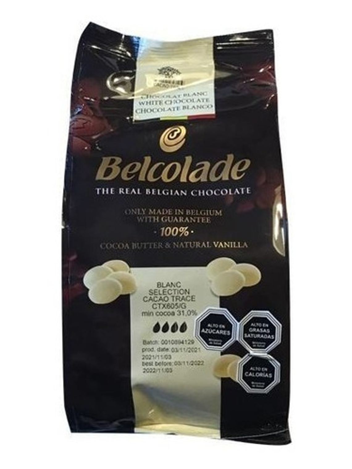 Cobertura De Chocolate Belcolade Blanco 31% Cacao 2