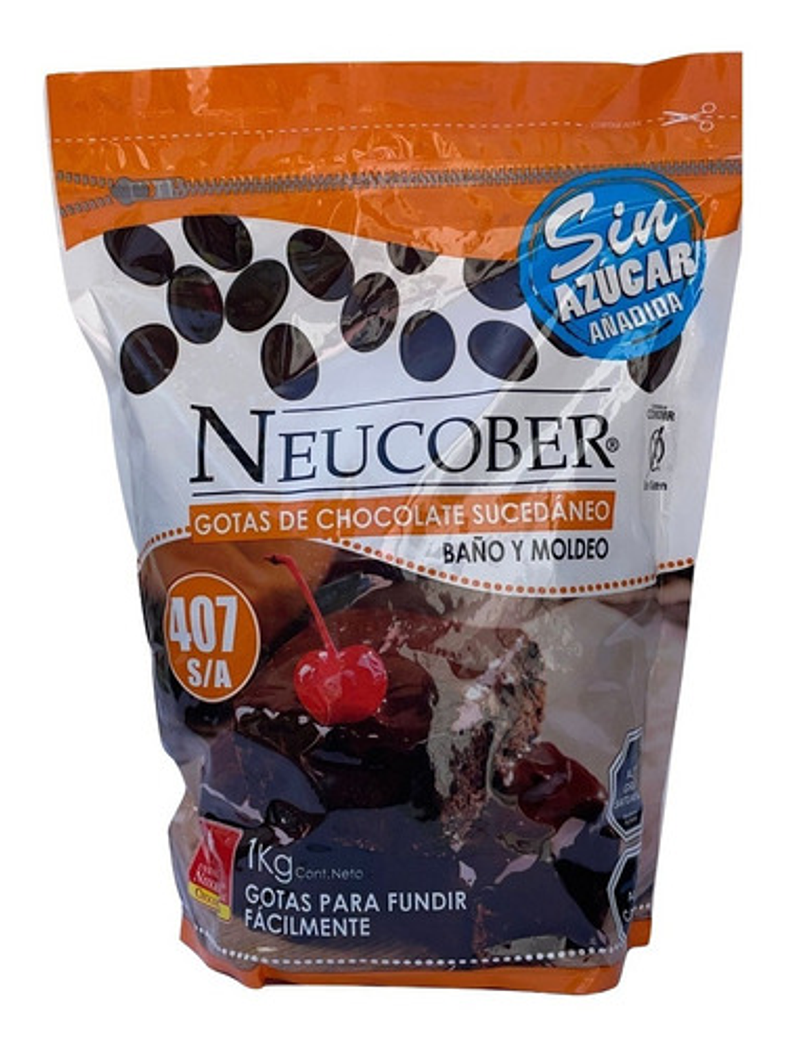 Cobertura De Chocolate Neucober 407 Sin Azucar Sin Gluten 1 kg 1