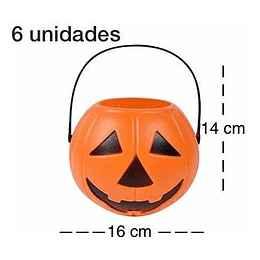6 Calabazas De Halloween Cubeta Para Dulces Grande 16x14cm