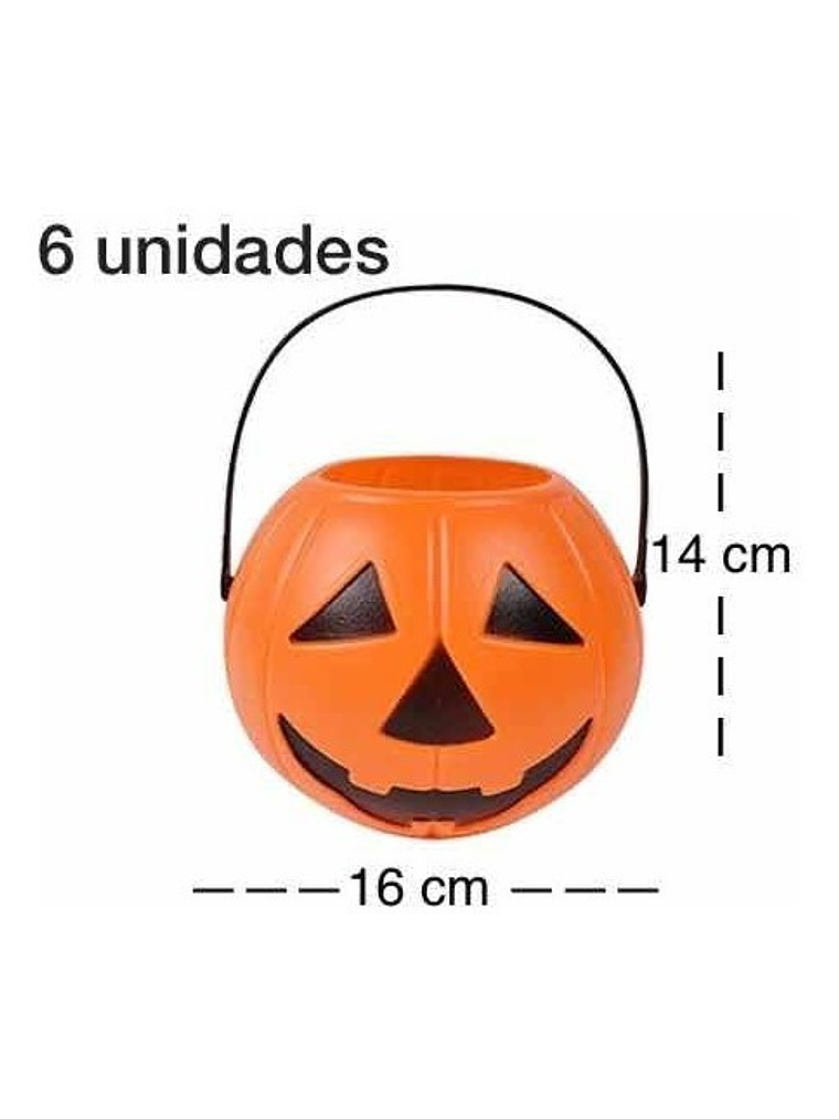 6 Calabazas De Halloween Cubeta Para Dulces Grande 16x14cm 1