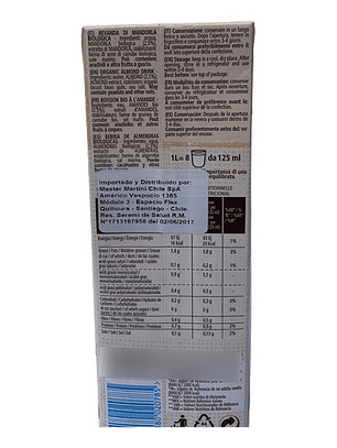 Leche Vegetal Orasi Bio Organic Almendra Sin Azúcar 1 Lt