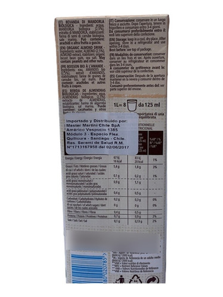 Leche Vegetal Orasi Bio Organic Almendra Sin Azúcar 1 Lt 2