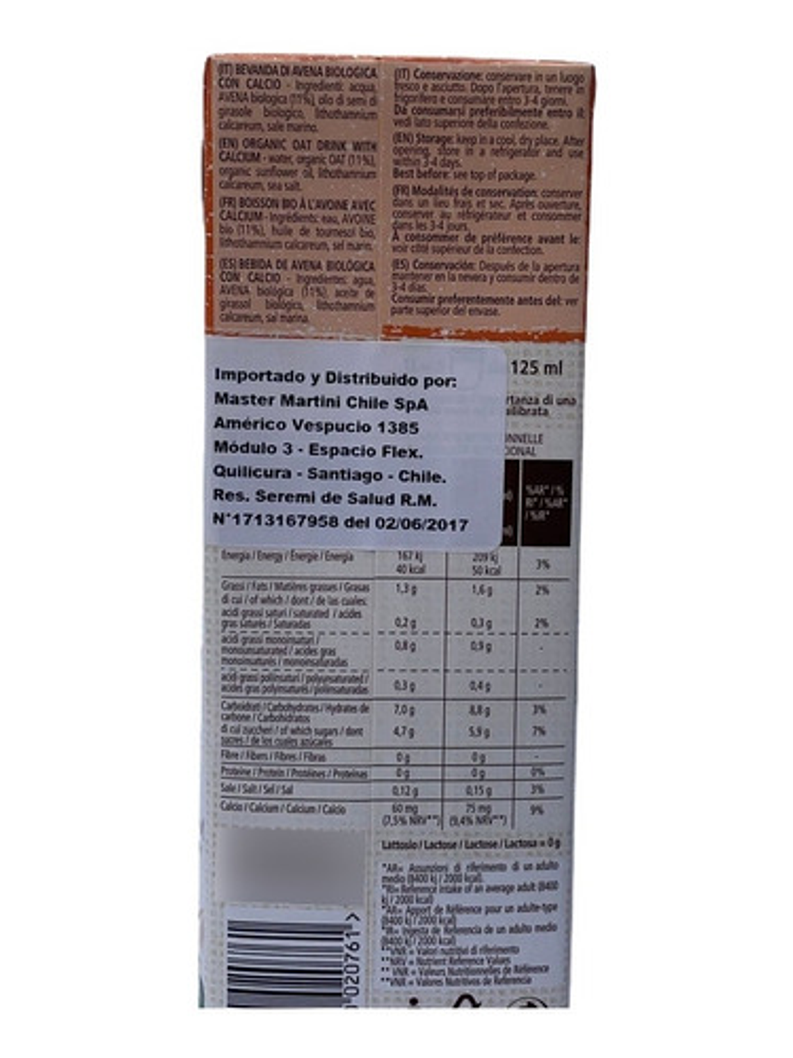 Leche Vegetal Orasi Organic Avena Sin Azúcar Añadida 1 Lt 2