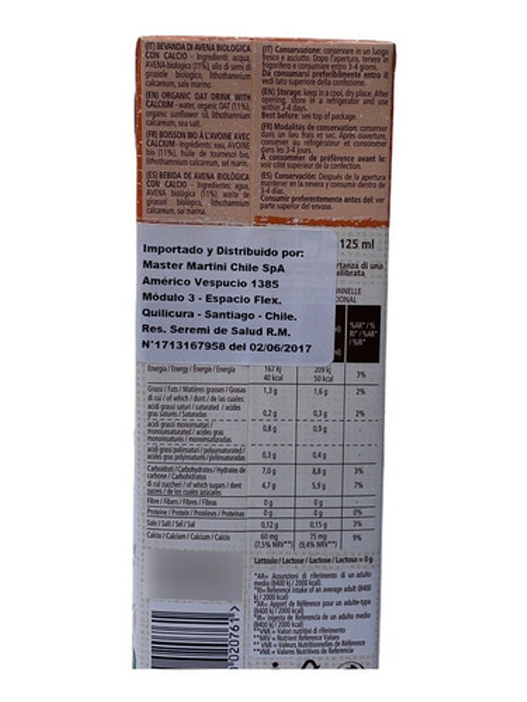 Leche Vegetal Orasi Organic Avena Sin Azúcar Añadida 1 Lt 2