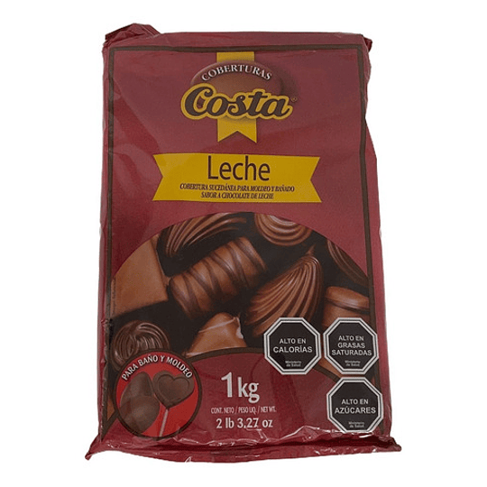 Cobertura De Chocolate Costa Barra Leche 1 Kg
