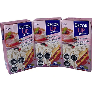 Pack 3 Cremas Vegetal Decor Up Sabor Chantilly 1 Litro