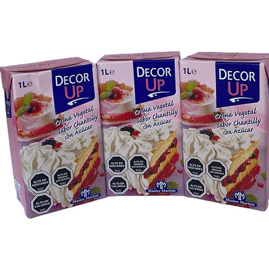 Pack 3 Cremas Vegetal Decor Up Sabor Chantilly 1 Litro