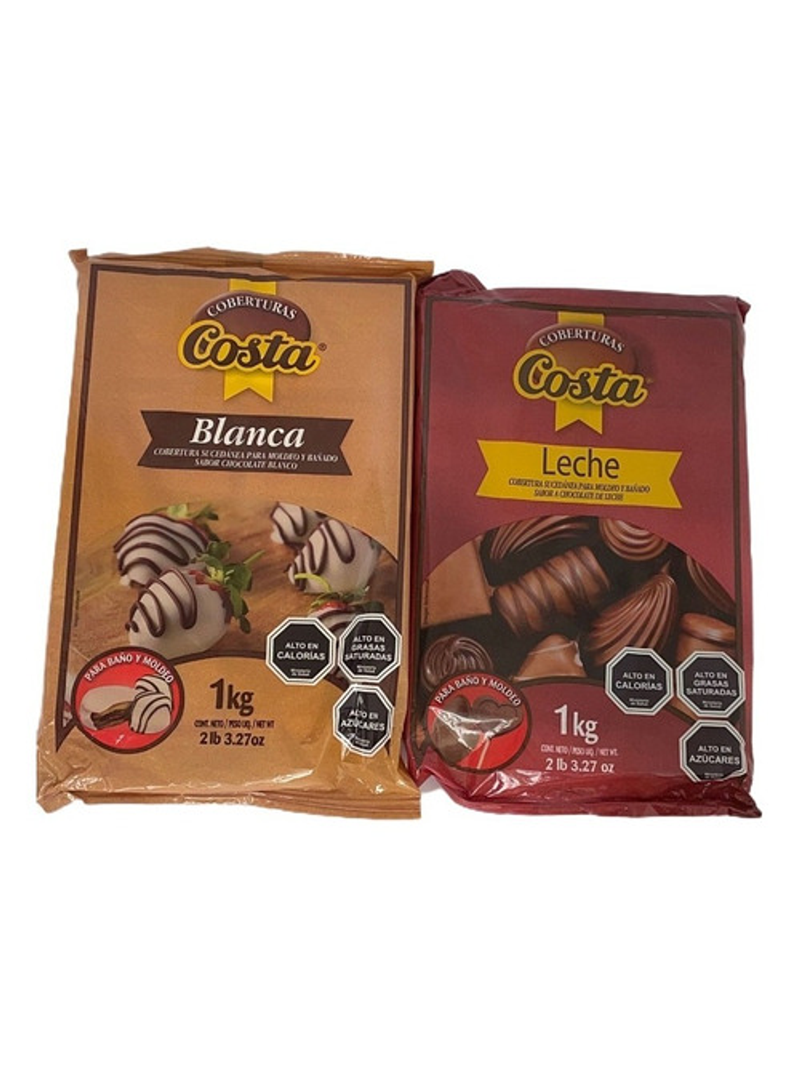 Pack 2 Coberturas De Chocolate Costa Barra 1 Kg 1
