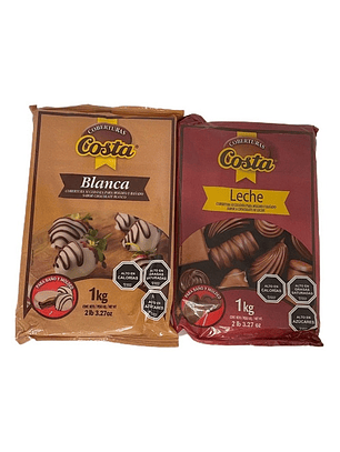 Pack 2 Coberturas De Chocolate Costa Barra 1 Kg