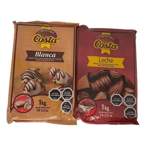 Pack 2 Coberturas De Chocolate Costa Barra 1 Kg 1