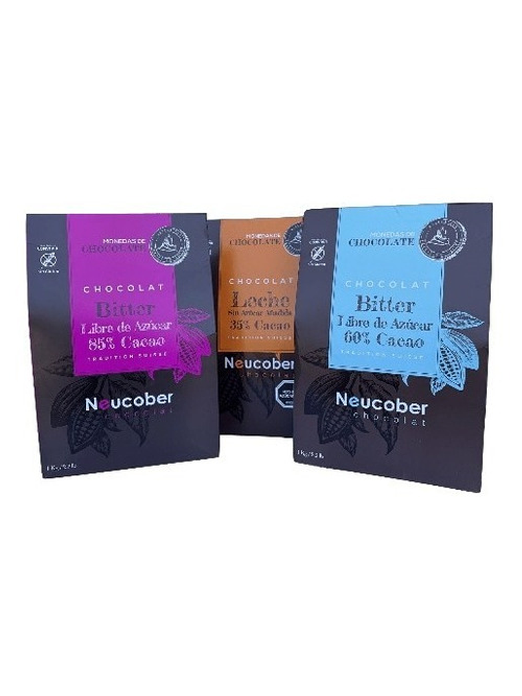Chocolate Neucober Trilogía Sin Azúcar 35% Leche, 60% Y 85%  1