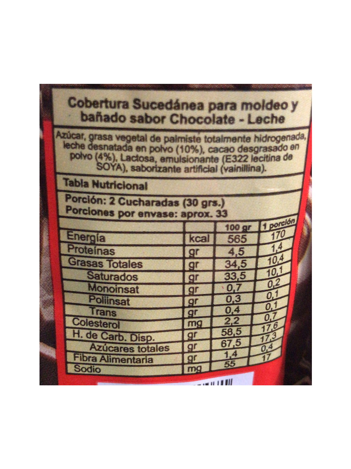 Cobertura De Chocolate Caravella Leche 1 Kg 4