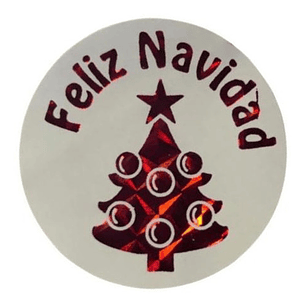 Sticker o Etiqueta Circular Diseño Navidad 100 Unidades
