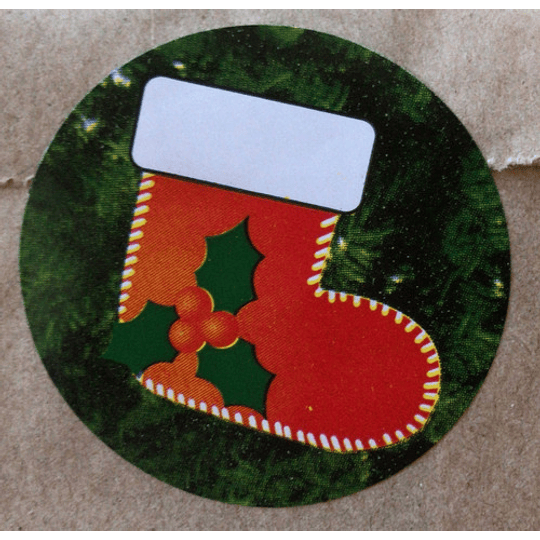 Sticker Circular Diseño Navidad 100 Unidades
