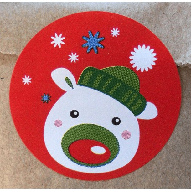 Sticker Circular Diseño Navidad 100 Unidades 7