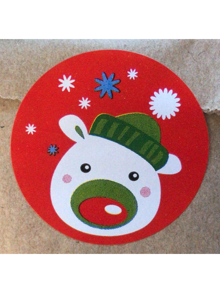 Sticker o Etiqueta Circular Diseño Navidad 100 Unidades 7