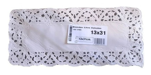 Pack 100 Blondas De Papel Rectangular 13x31 Cm