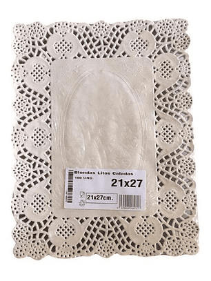 Pack 100 Blondas De Papel Rectangular 21x27 Cm