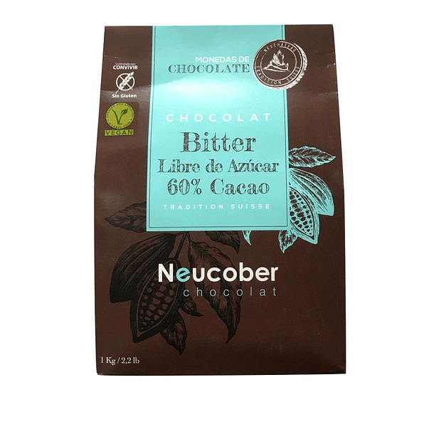 Chocolate Neucober Bitter 60% Cacao Sin Azúcar Sin Gluten 1