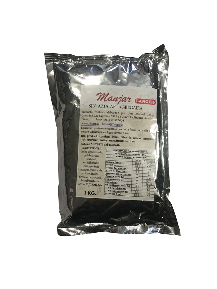 Manjar Langer Sin Azúcar 1 Kg 1