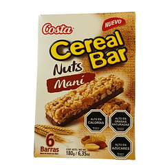Barra Cereal Costa Cereal Bar 30gr Caja 6 Unidades Nuts Maní