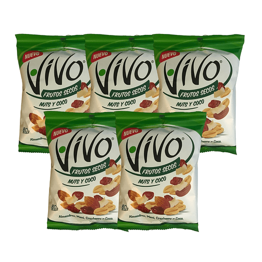 Frutos Secos Vivo 80 Grs Nuts Mix Pack 5 Unidades