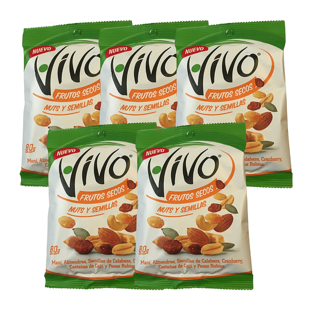 Frutos Secos Vivo 80 Grs Nuts Mix Pack 5 Unidades 2