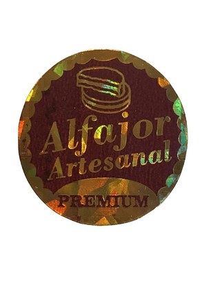 Sticker o Etiqueta Para Alfajor, Cuchuflí o Productos Artesanales Rollo 1000 Unidades Aproximadamente