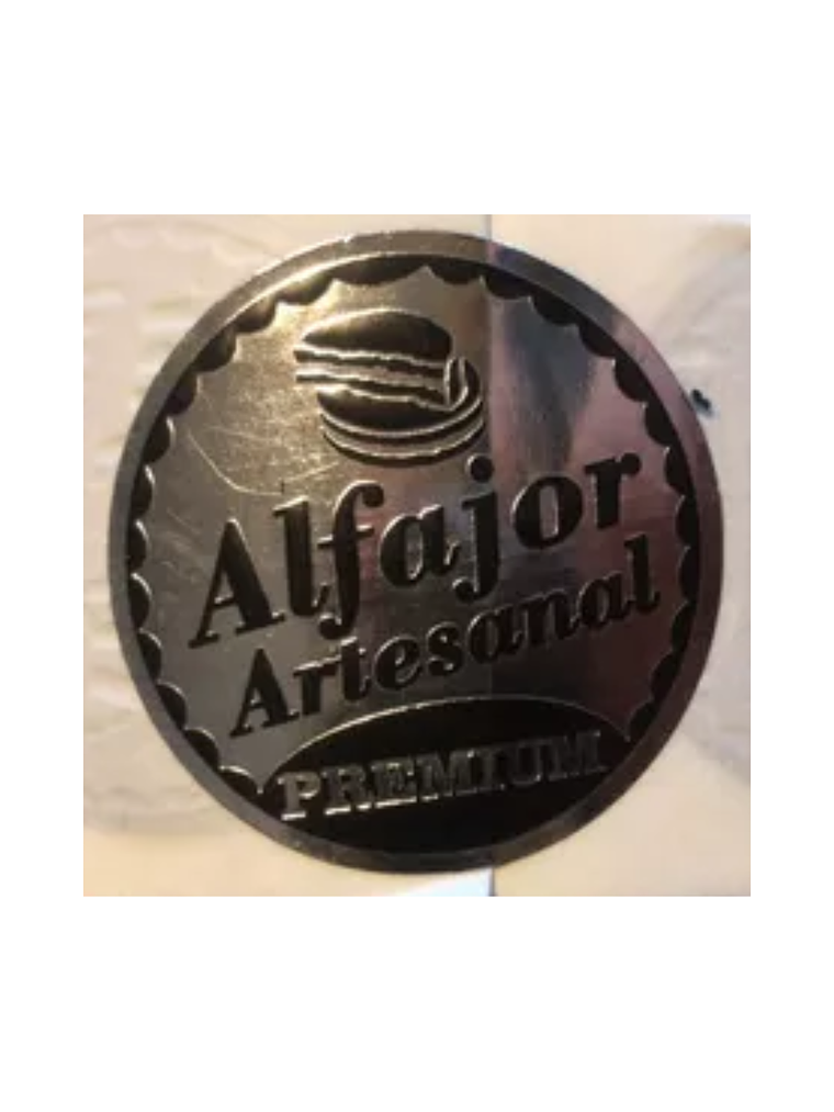 Sticker o Etiqueta Para Alfajor, Cuchuflí o Productos Artesanales Rollo 1000 Unidades Aproximadamente 4