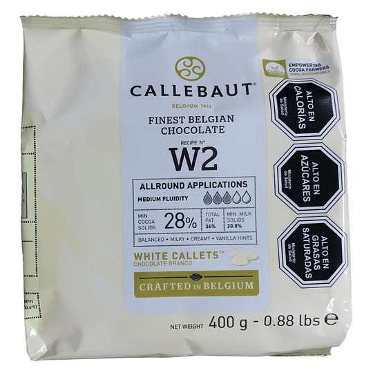 Chocolate Belga Callebaut Blanco N°w2 28% Cacao 400grs