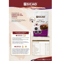 Cobertura De Chocolate Sicao Sucedáneo Semi Amarga 1kg