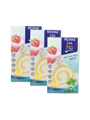 Pack 3 Cremas Chantilly Vegana Monna Lisa 1 Lt