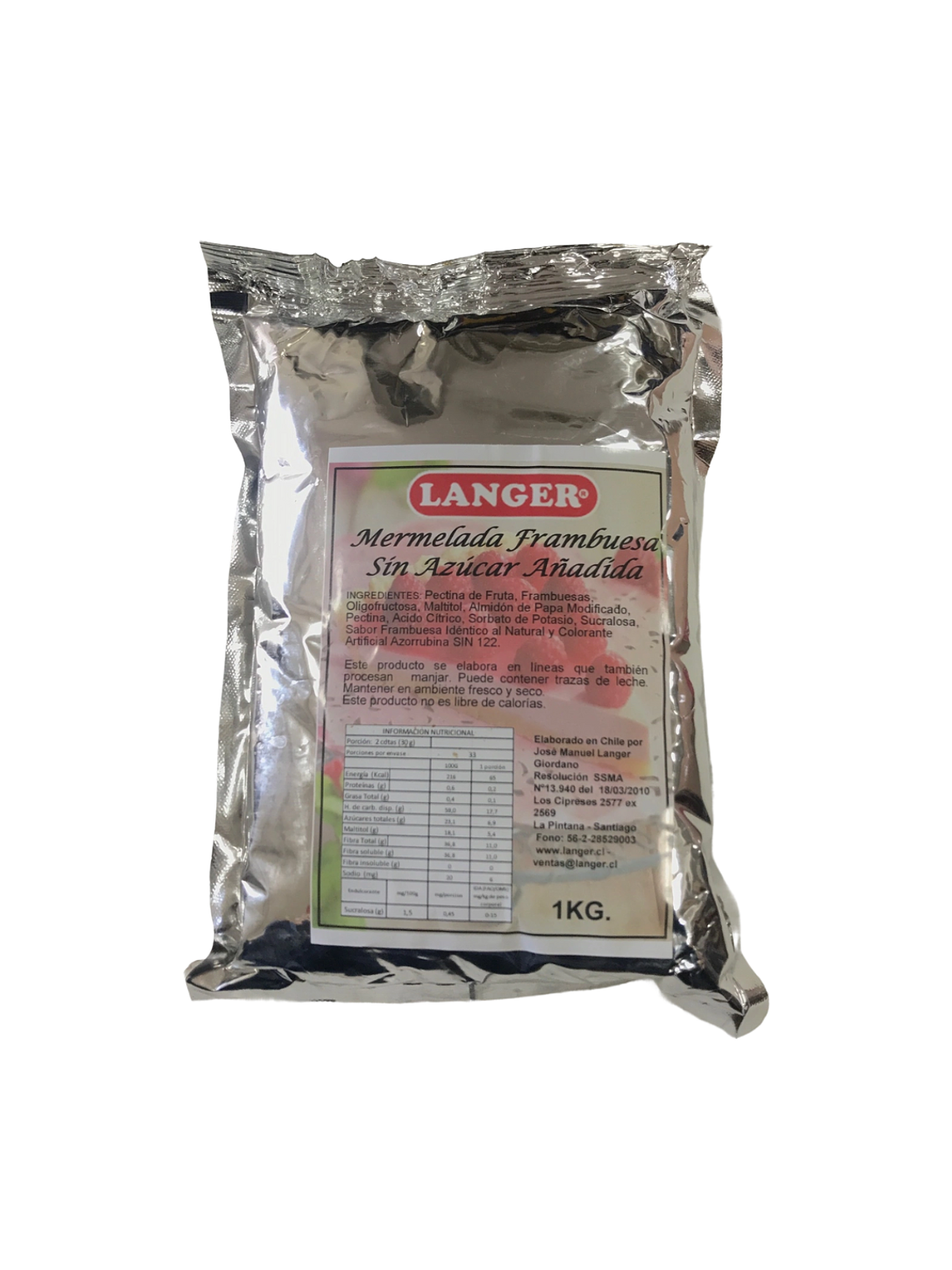 Mermelada De Frambuesa Langer Sin Azúcar Añadida 1 Kg 1