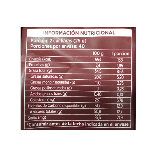 Cobertura Chocolate Sicao Alto Rendimiento 33% cacao Leche 1kg