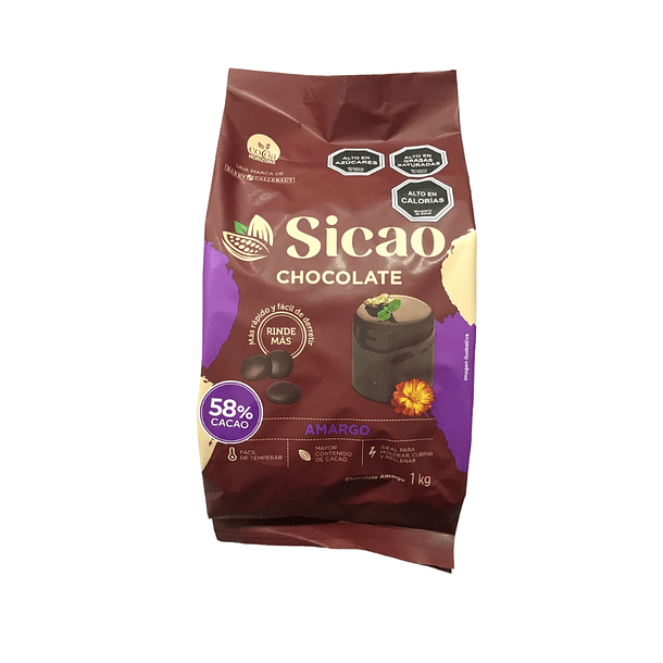 Cobertura Chocolate Sicao Alto Rendim. 58% Cacao Amargo 1kg 1